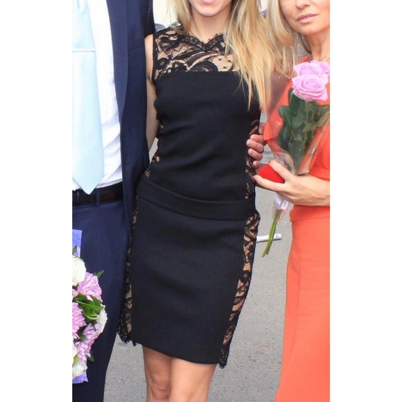 Emilio Pucci Black & Nude Wool Lace Panel Dress - Picture 1 of 17